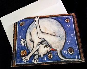 Medieval Cat Licking Butt Card: Funny Medieval Illustration, Blank Inside 5.5" x 4.25" A2 size