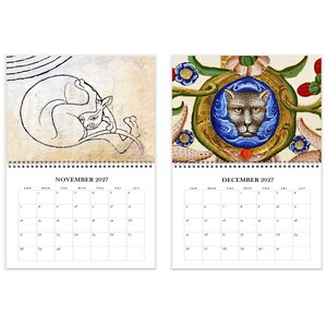 2027 Wall Calendar: Medieval Cats 11" x 17" Funny Historic Feline Art image 7