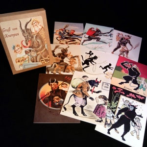 Krampus cards - Set of 10 Vile Victorian Strange Christmas Assorted Blank Cards - 5.5&quot; x 4.25&quot; when folded reproduction vintage imagery