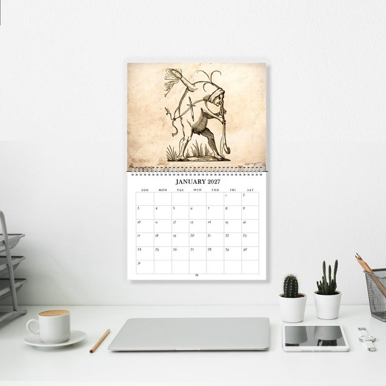 2027 Wall Calendar: 11" x 17" Rabelais Pantagruel Drolatic Dreams Bizarre Surreal Gothic Art immagine 9