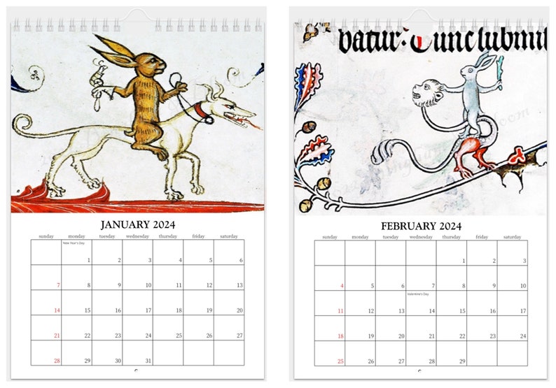 2024 Wall Calendar Medieval Bunnies of the Apocalypse Etsy.de