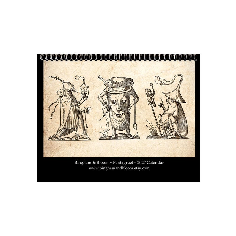 2027 Wall Calendar: 11" x 17" Rabelais Pantagruel Drolatic Dreams Bizarre Surreal Gothic Art immagine 1