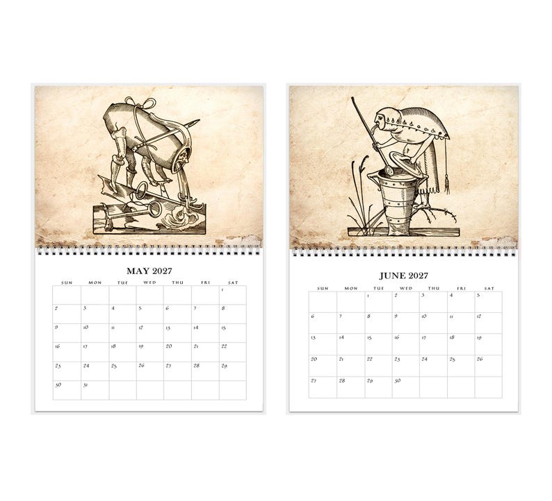 2027 Wall Calendar: 11" x 17" Rabelais Pantagruel Drolatic Dreams Bizarre Surreal Gothic Art immagine 4