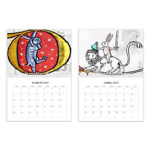 2027 Wall Calendar: Medieval Bunnies of the Apocalypse Murder Rabbits, 11" x 17" when open image 3