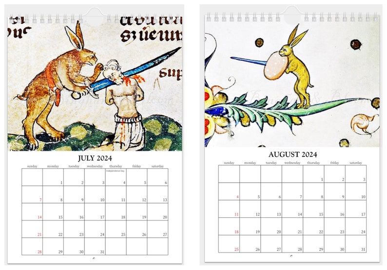 2024 Wall Calendar Medieval Bunnies of the Apocalypse - Etsy 2024 Wall Calendar Medieval Bunnies of the Apocalypse - Etsy