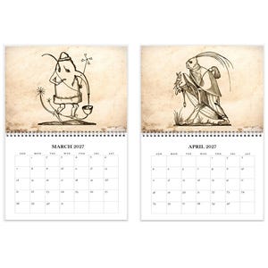 2027 Wall Calendar: 11" x 17" Rabelais Pantagruel Drolatic Dreams Bizarre Surreal Gothic Art immagine 3