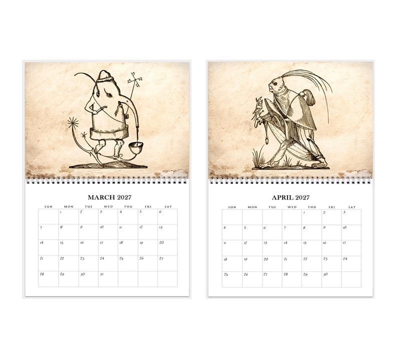 2027 Wall Calendar: 11" x 17" Rabelais Pantagruel Drolatic Dreams Bizarre Surreal Gothic Art immagine 3