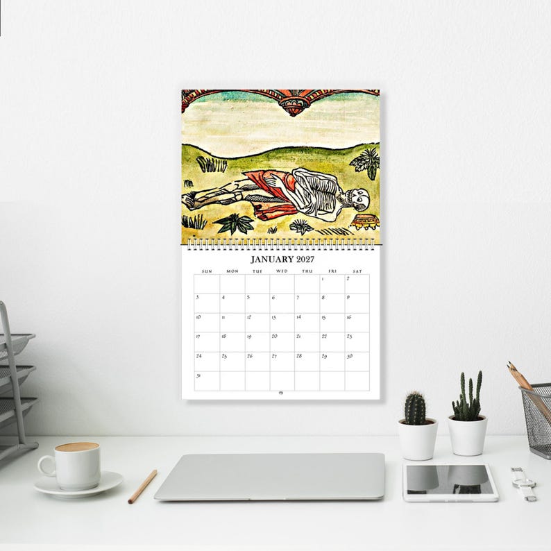 2027 Wall Calendar: Danse Macabre 11" x 17" Dance of Death, Halloween Skeletons Gothic Art image 9