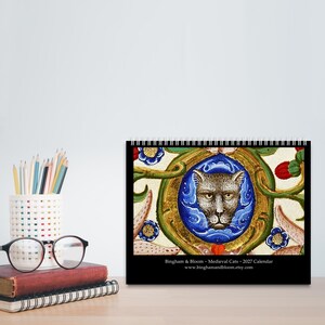 2027 Wall Calendar: Medieval Cats 11" x 17" Funny Historic Feline Art image 10