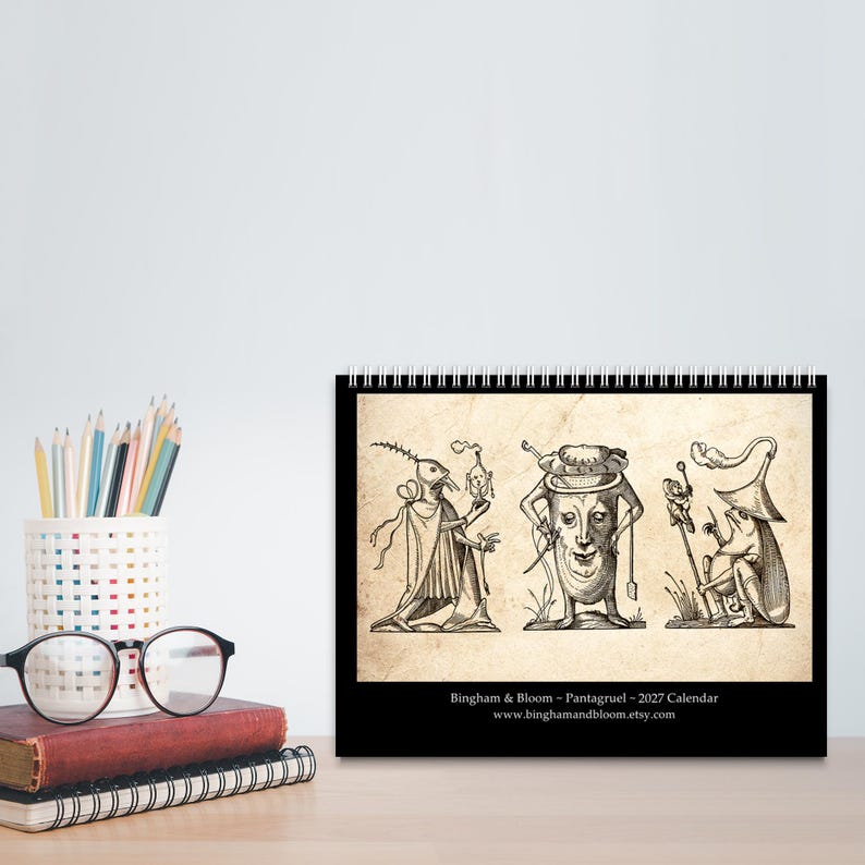 2027 Wall Calendar: 11" x 17" Rabelais Pantagruel Drolatic Dreams Bizarre Surreal Gothic Art immagine 10