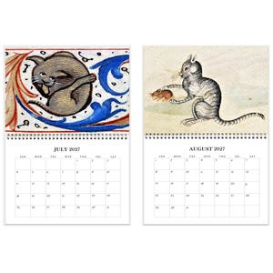 2027 Wall Calendar: Medieval Cats 11" x 17" Funny Historic Feline Art image 5
