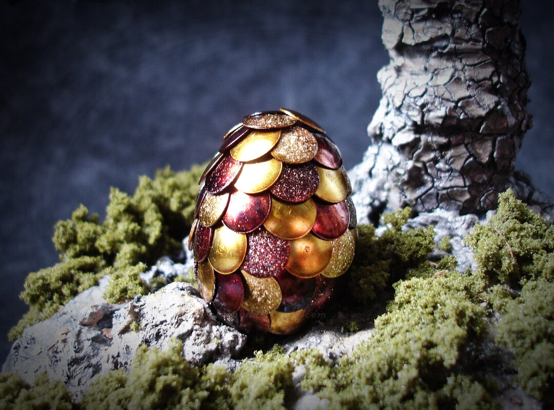 Mini Dragon Egg Bronze & Gold Glitter Thumbtack Dragon Egg Ornament