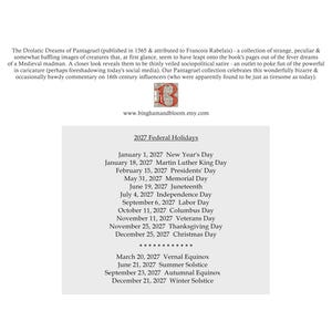 2027 Wall Calendar: 11" x 17" Rabelais Pantagruel Drolatic Dreams Bizarre Surreal Gothic Art immagine 8