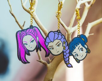 Huntr/x KPop Demon Hunters Inspired Keychains | Custom Bag Charm | Collectable | Huntrix Fan Art | KPOP Backpack Buddy | Party Favor Gift