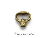 Vintage Faux Mock Key Knob - Bright Brass colored drawer pull
