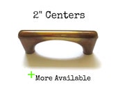 Vintage Drawer Pull - 2 quot Centers - Simple MCM Handles in Gold Brass - Small Mid Century Modern Furniture Hardware - 2 inch hole spacing