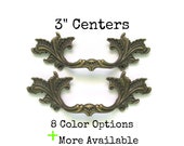 Lot of 2 French Provincial Drawer Pulls 3 quot centers More Available 3 inch centers - Pair antique dark brass, white, black, cream, turquoise