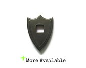 Vintage Backplate Key Hole Cover - Shield Shaped Small Escutcheons - Dark Antique Brass - Small furniture Part - Cabinet Door Hardware