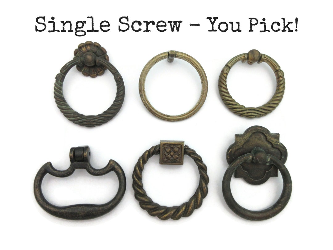 Vintage Drawer Pull Large Ornate Ring Handle Single Screw You Pick Etsy