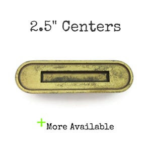 Vintage Drawer MCM Pull 2.5" Centers Aged Brass Tone Metal Handle