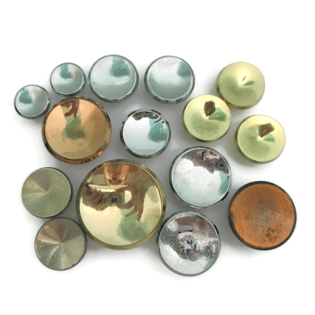 15 Vintage MCM Drawer Knobs Mixed Concave Mid Century Modern Brass