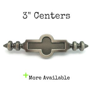 Vintage Drawer Pull 3" centers NOS Ajax Pewter Silver Tone Quatrefoil Handle