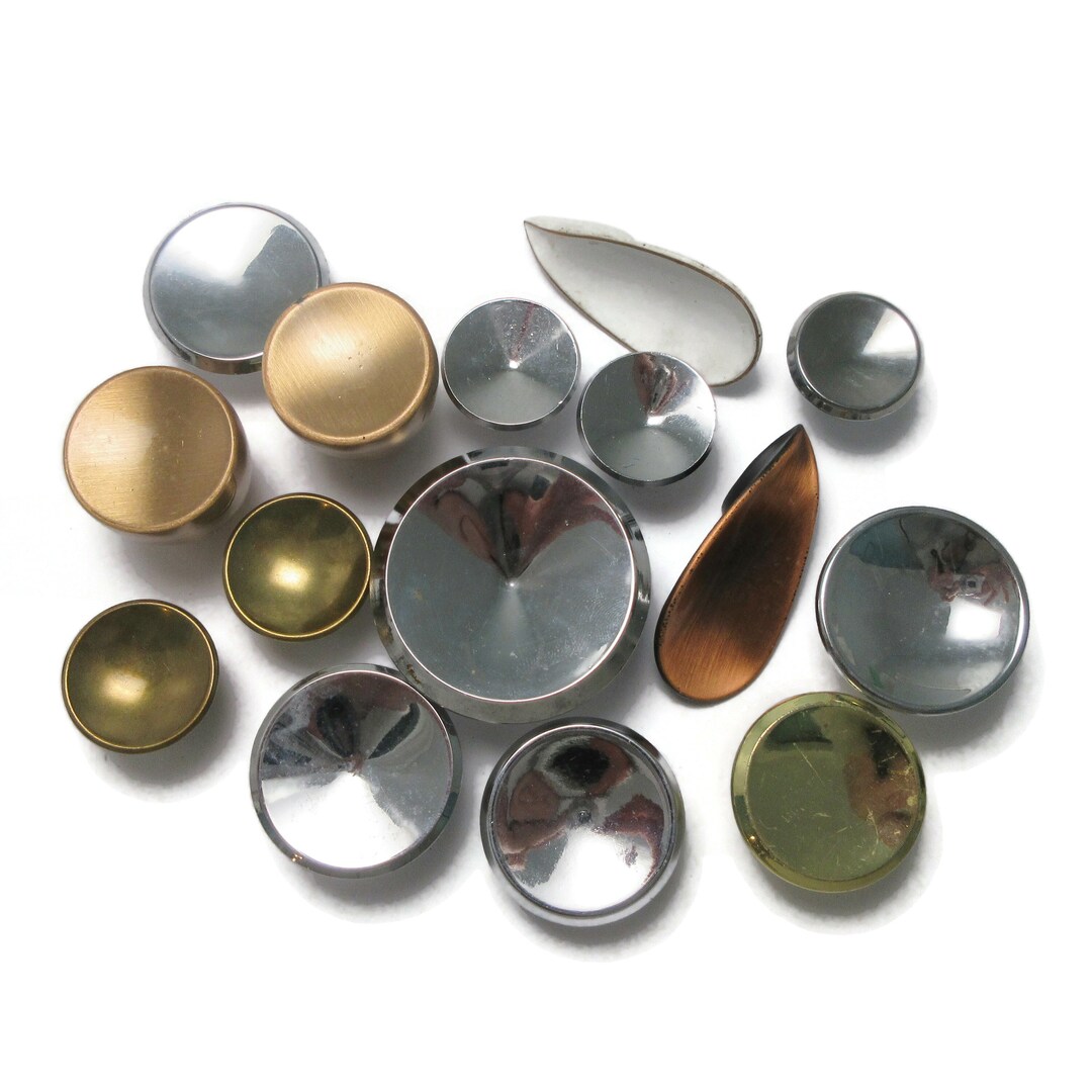 15 Vintage MCM Drawer Knobs Mixed Concave Mid Century Modern Brass