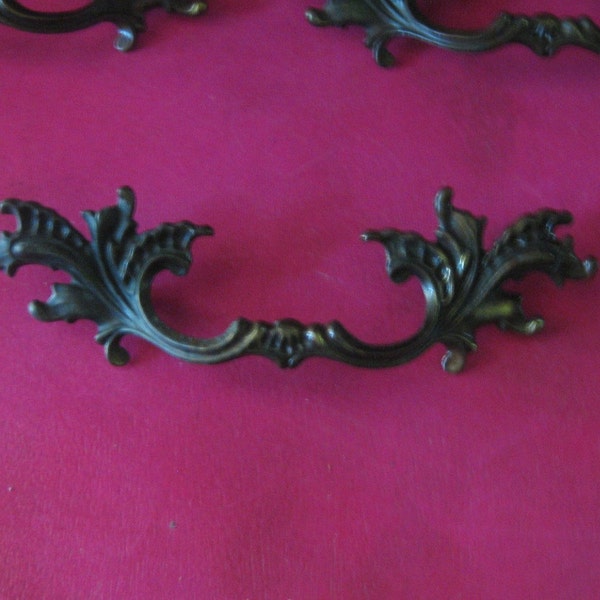 1 vintage french provincial drawer pull 3.5 inches between holes RARE SIZE