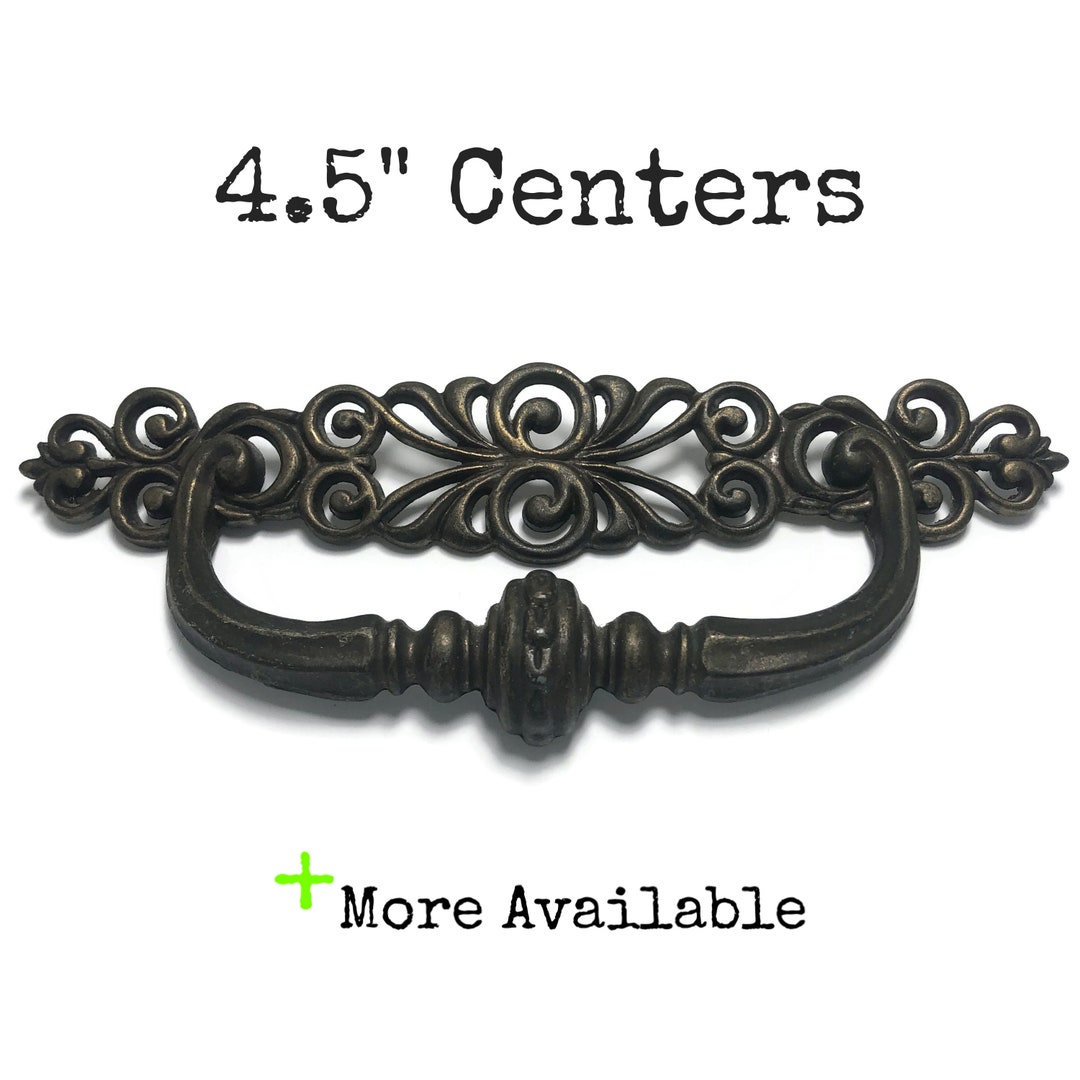 Vintage Drawer Pull 4.5 Centers Ornate Fixed Faux Bail Etsy