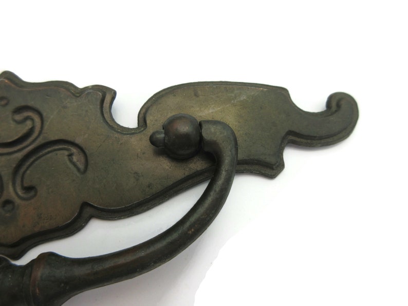 Vintage Drawer Pull 3 Centers Large Dark Brass Etsy