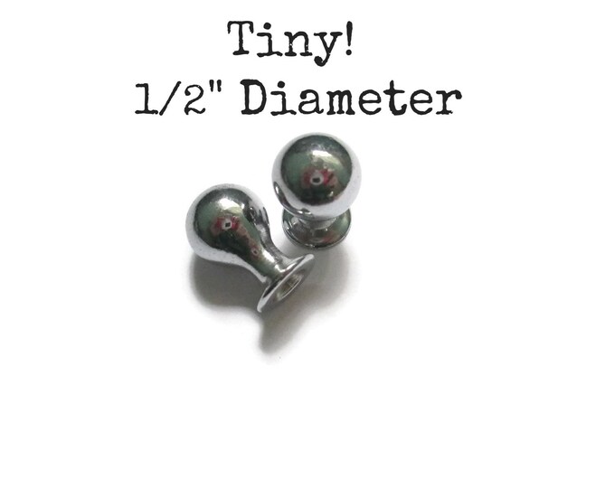 Pair of Tiny Vintage Drawer Knobs Chrome 1/2 Diameter Etsy