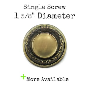 Vintage Ring Drawer Pull Small Round Backplate Lightweight Furniture Hardware Brass Tone