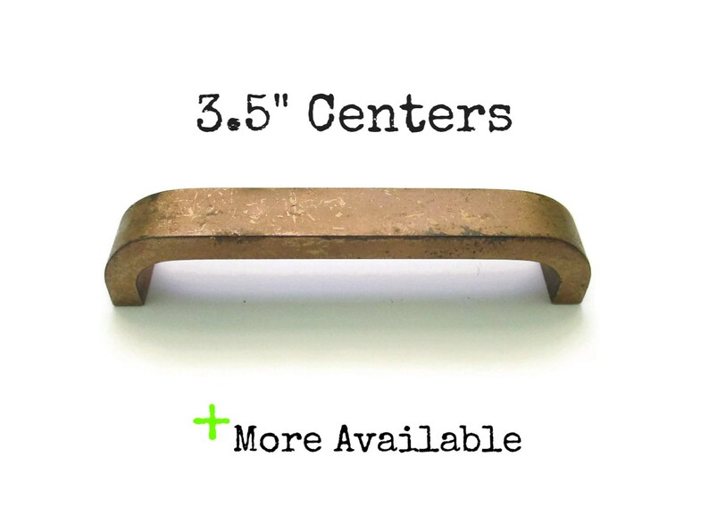 Vintage Drawer Pull Worn Warm Bronze Mid Century Modern Mcm Atomic Kitchen Cabinet Handles 3 5 Pulls 1 2 Inch Center