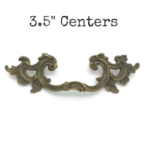 Vintage French Provincial Drawer Pull 3.5" centers Brass Tone Furniture Handle KBC K 645