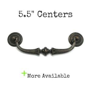 Vintage Drawer Pull 5.5" centers Dark Brass Tone Bail Handle