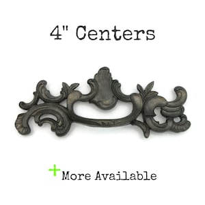 Large Vintage Drawer Pull 4" centers French Provincial Dark Brass Tone antique handle A6630DC