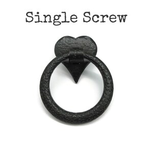 Vintage Hammered Heart Black Drawer Ring Pull - Amerock T-409