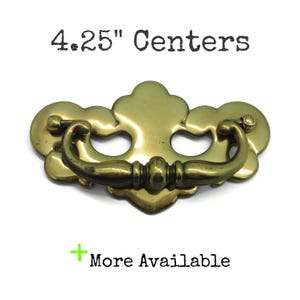 Vintage Chippendale Drawer Pull: Gold Brass Tone Finish, 4.25" Centers
