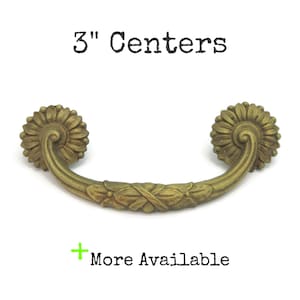 Vintage French Provincial Drawer Pull 3" centers Ornate Brass Handle
