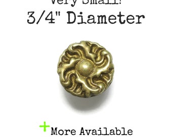 Tiny Vintage French Provincial Drawer Knob 3/4" Ornate Piano Knob .75" Small Brass Floral Handle Pull