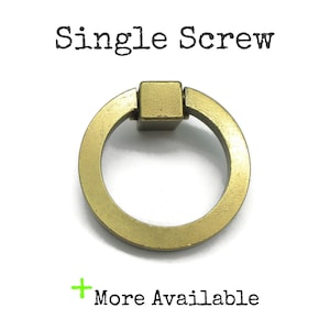 Vintage Ring Drawer Pull: Bright Brass Tone MCM Round Handle