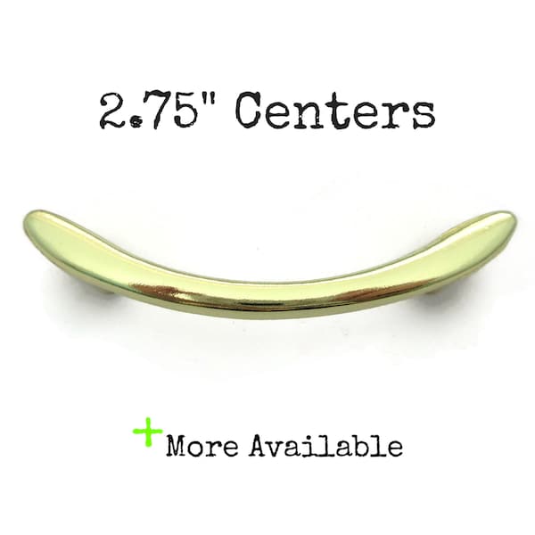 2.75" Center Mid Century Modern Vintage Drawer Pull Bright Gold Brass Color CLEARANCE