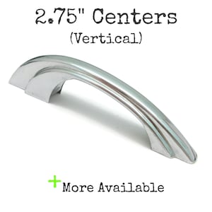 Vintage Chrome Drawer Pull 2.75" centers MCM Vertical Art Deco Silver Handle