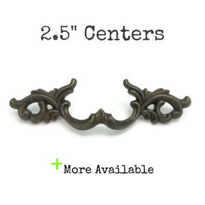 Vintage French Provincial Drawer Pull 2.5" centers Antique Brass Colored Furniture Handle