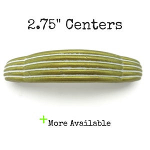 Vintage Drawer Pull 2.75" Centers Small Art Deco White Gold Tone Furniture Cabinet Handle