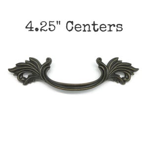 Vintage French Provincial Drawer Pull 4.25" Centers Painted Brass Tone