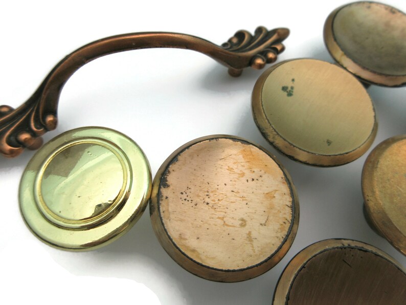 Sets of 6 Vintage Drawer Knobs Concave Round MCM Pale Copper Etsy