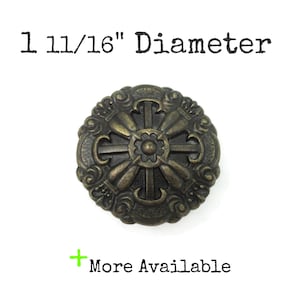 Vintage Ornate Drawer Knob: Design, Dark Brass Tone 1 11/16" Diameter Hyer