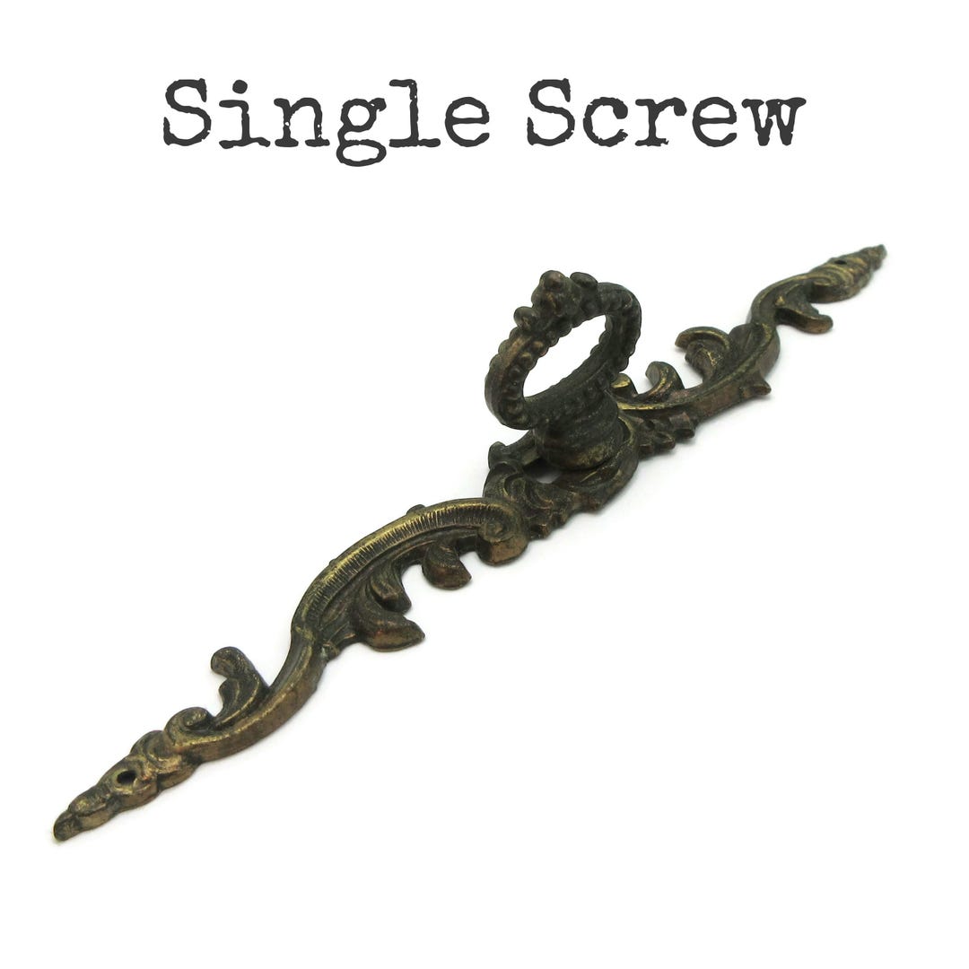 Vintage French Provincial Faux Key Knob With Backplate - Aged Brass ...