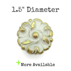 Vintage French Provincial Drawer Knob 1.5" Diameter Round Pull Aged Brass Color